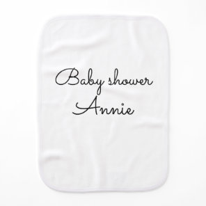 simple minimal add your name text baby shower thro burp cloth