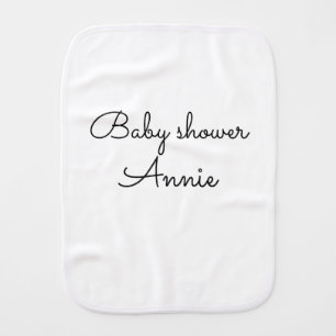 simple minimal add your name text baby shower thro burp cloth