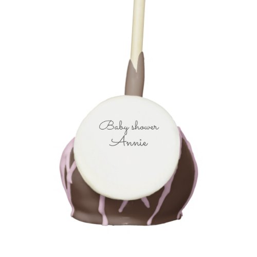 simple minimal add your name text baby shower thro cake pops