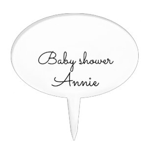 simple minimal add your name text baby shower thro cake topper
