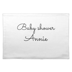 simple minimal add your name text baby shower thro cloth placemat
