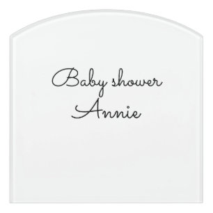 simple minimal add your name text baby shower thro door sign