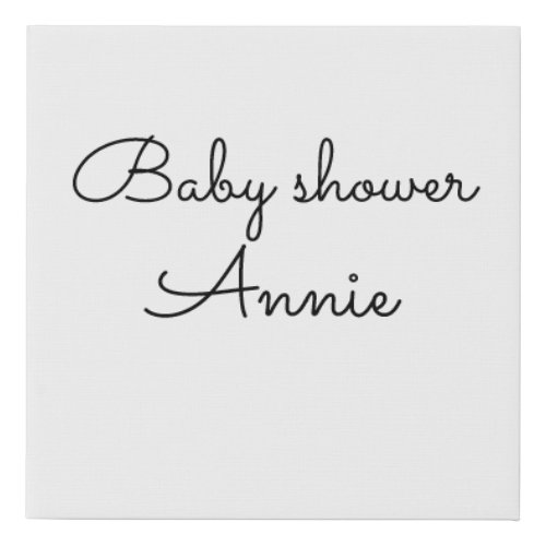 simple minimal add your name text baby shower thro faux canvas print