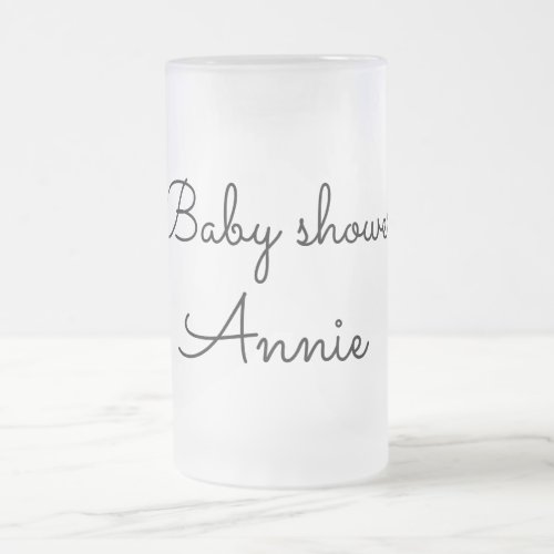 simple minimal add your name text baby shower thro frosted glass beer mug