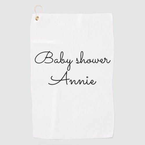 simple minimal add your name text baby shower thro golf towel