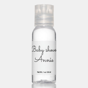 simple minimal add your name text baby shower thro hand sanitizer