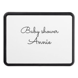 simple minimal add your name text baby shower thro hitch cover
