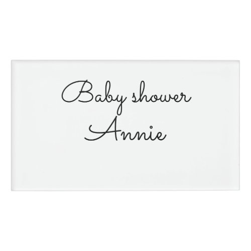 simple minimal add your name text baby shower thro name tag