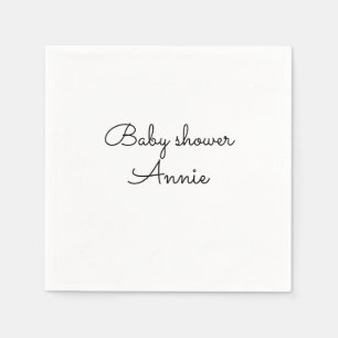 simple minimal add your name text baby shower thro napkins