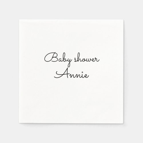 simple minimal add your name text baby shower thro napkins