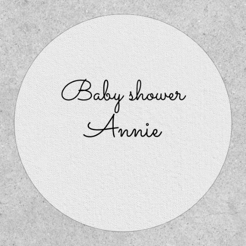 simple minimal add your name text baby shower thro patch