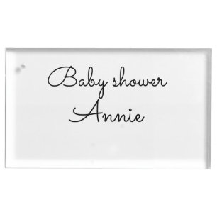 simple minimal add your name text baby shower thro place card holder