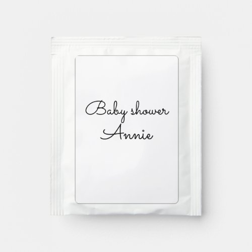 simple minimal add your name text baby shower thro tea bag drink mix