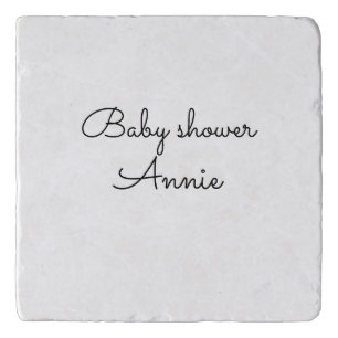 simple minimal add your name text baby shower thro trivet