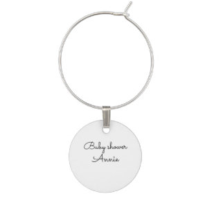 simple minimal add your name text baby shower thro wine charm