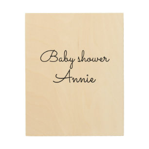 simple minimal add your name text baby shower thro wood wall art