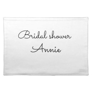 simple minimal add your name text bridal shower t cloth placemat
