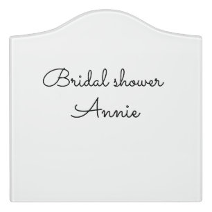 simple minimal add your name text bridal shower t door sign