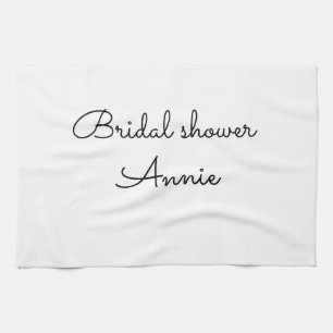 simple minimal add your name text bridal shower t kitchen towel