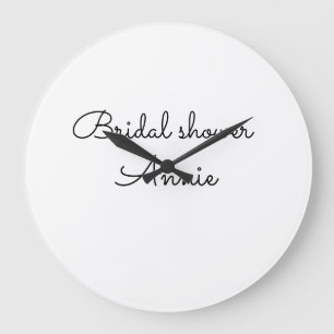 simple minimal add your name text bridal shower  t large clock