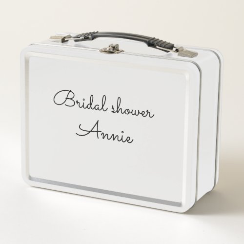 simple minimal add your name text bridal shower  t metal lunch box