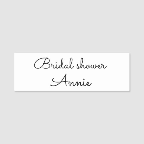 simple minimal add your name text bridal shower  t name tag