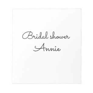 simple minimal add your name text bridal shower t notepad