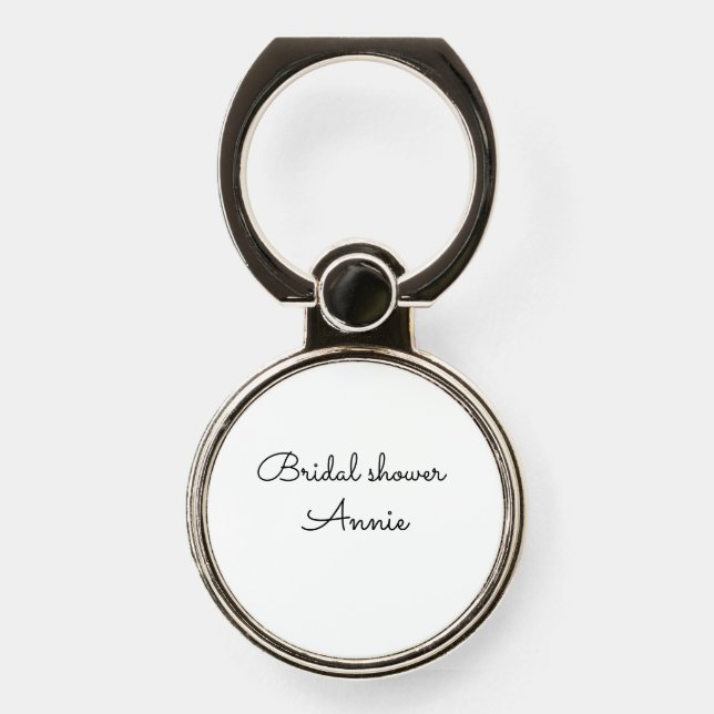 simple minimal add your name text bridal shower  t phone ring stand (Front)