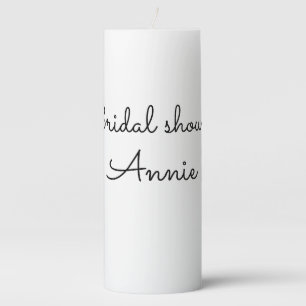 simple minimal add your name text bridal shower t pillar candle