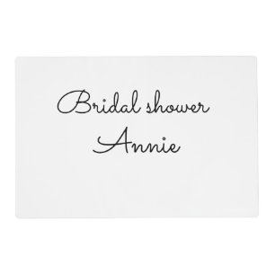 simple minimal add your name text bridal shower t placemat