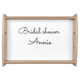 simple minimal add your name text bridal shower t serving tray