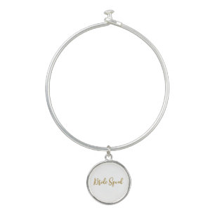 simple minimal add your name text bridesmaid gift bangle bracelet
