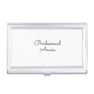 simple minimal add your name text bridesmaid gift business card case
