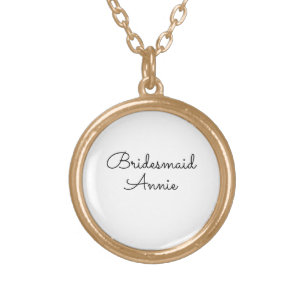 simple minimal add your name text bridesmaid gift gold plated necklace