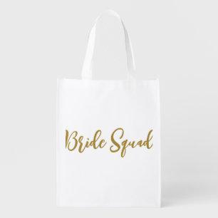 simple minimal add your name text bridesmaid gift grocery bag