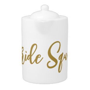 simple minimal add your name text bridesmaid gift teapot