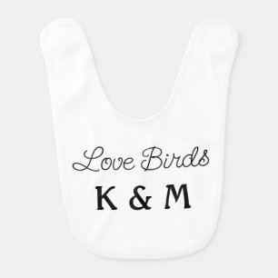 simple minimal add your name text love birds text baby bib