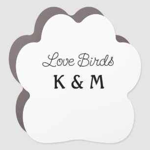 simple minimal add your name text love birds text car magnet