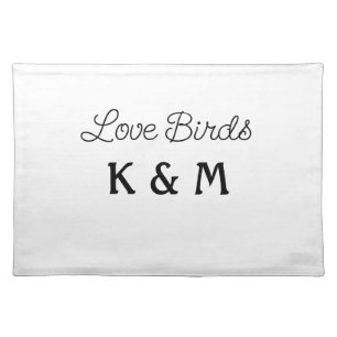 simple minimal add your name text love birds text cloth placemat