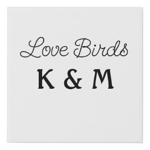 simple minimal add your name text love birds text faux canvas print