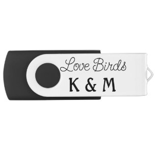simple minimal add your name text love birds text flash drive