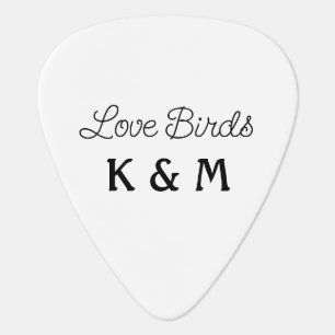 simple minimal add your name text love birds text guitar pick