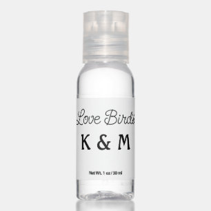 simple minimal add your name text love birds text hand sanitizer