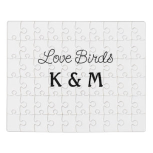 simple minimal add your name text love birds text jigsaw puzzle