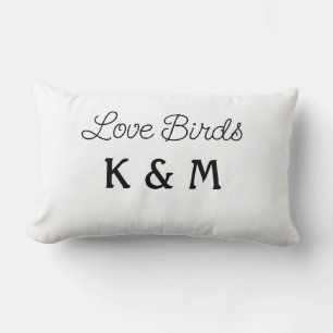 simple minimal add your name text love birds text lumbar pillow