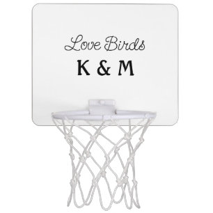 simple minimal add your name text love birds text mini basketball hoop