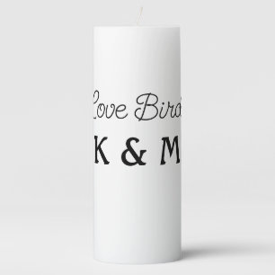 simple minimal add your name text love birds text pillar candle