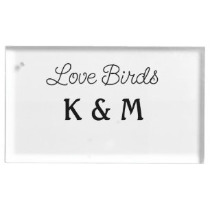 simple minimal add your name text love birds text place card holder