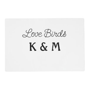 simple minimal add your name text love birds text placemat