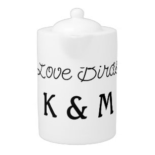 simple minimal add your name text love birds text teapot